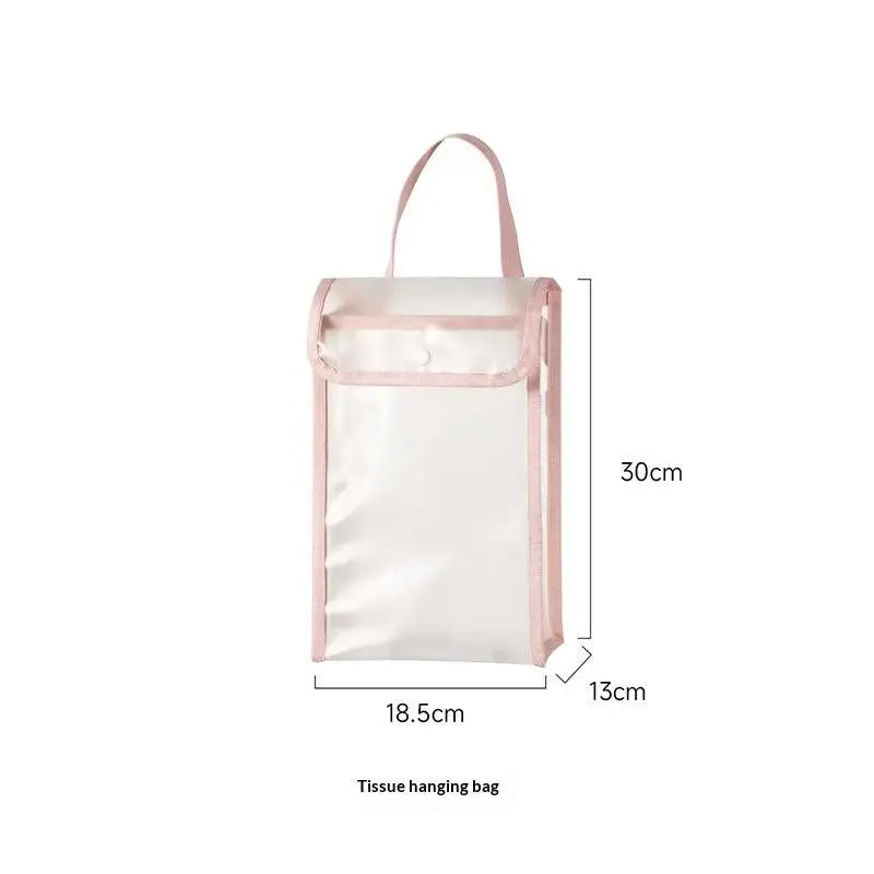 SUSU 1PCS Wall Mounted Tissue Holder Bag Waterproof Hanging Storage Pouch Multi Purpose Organizer for Bathroom Kitchen Oasis Select Pink