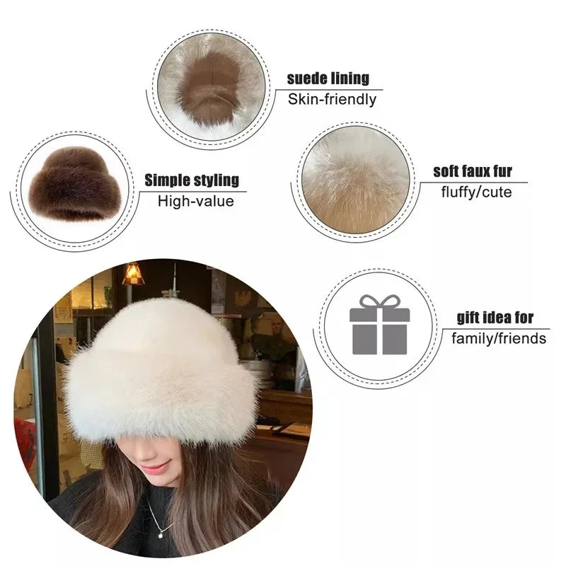 Warm Hat Casual Plush Fluffy Plush Cap Versatile Solid Hat for Holiday Season Thick, Fluffy & Warm with Ear Protection Hat Oasis Select