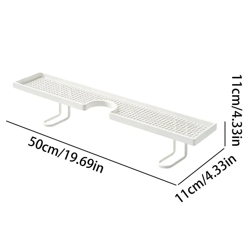 Bathroom Counter Shelf Draining Anti Slip Faucet Shelf Heavy Duty Hollow Out No Drill Bathroom Shelf Bathroom Sink Organizer Oasis Select White