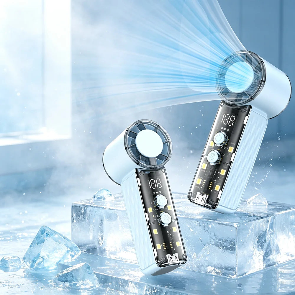 Portable Mini Handheld Fan Mini Turbo Cooling Fan LED Display Outdoor Pocket Hand Fan USBRechargeable Personal Small Fan Oasis Select