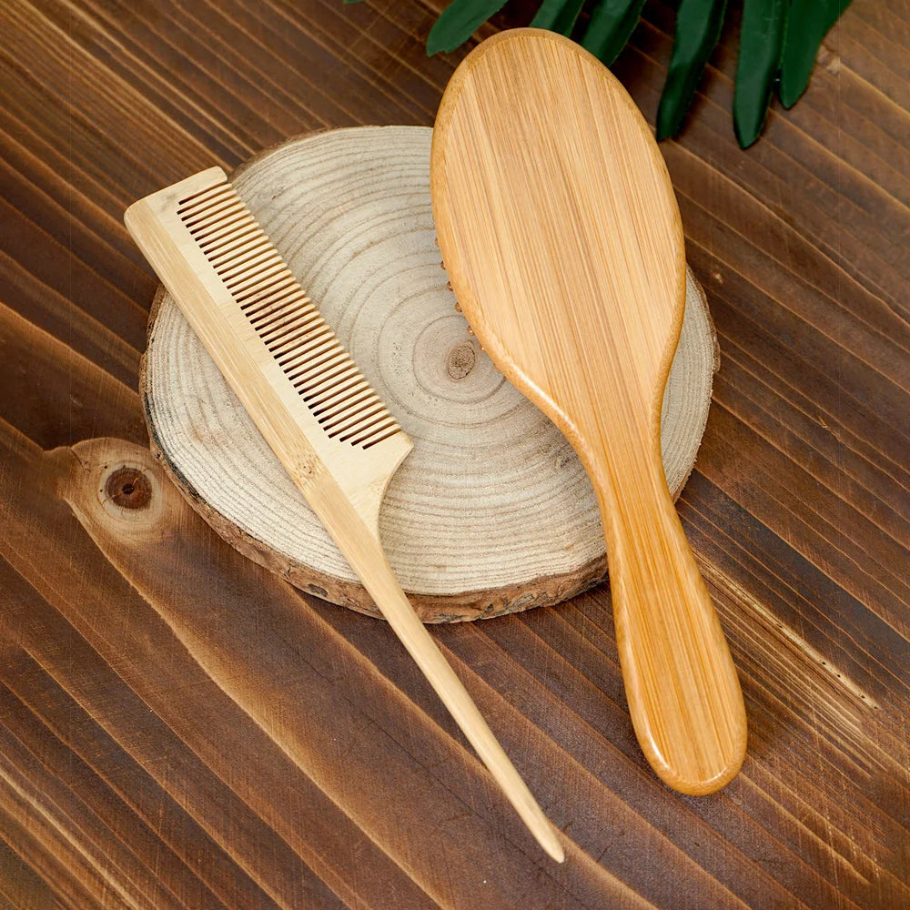 Professional Hair Brush & Wooden Comb – Boar Bristle & Bamboo Hair Brush & Comb Oasis Select