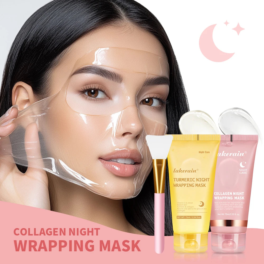 Collagen Overnight Wrapping Peel Off Facial Mask, Korean Collagen Night Wrapping Mask Deeply Hydrates Night Care Mask Cream 75ml Oasis Select