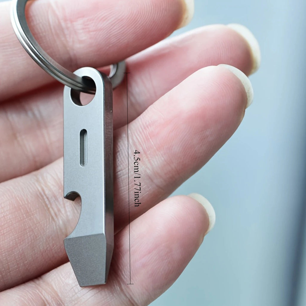 Titanium Alloy Bottle Opener Keychain Men’s Pendant EDC Outdoor Tool Mini Screwdriver Camping Gear Stainless Steel Small Crowbar Oasis Select