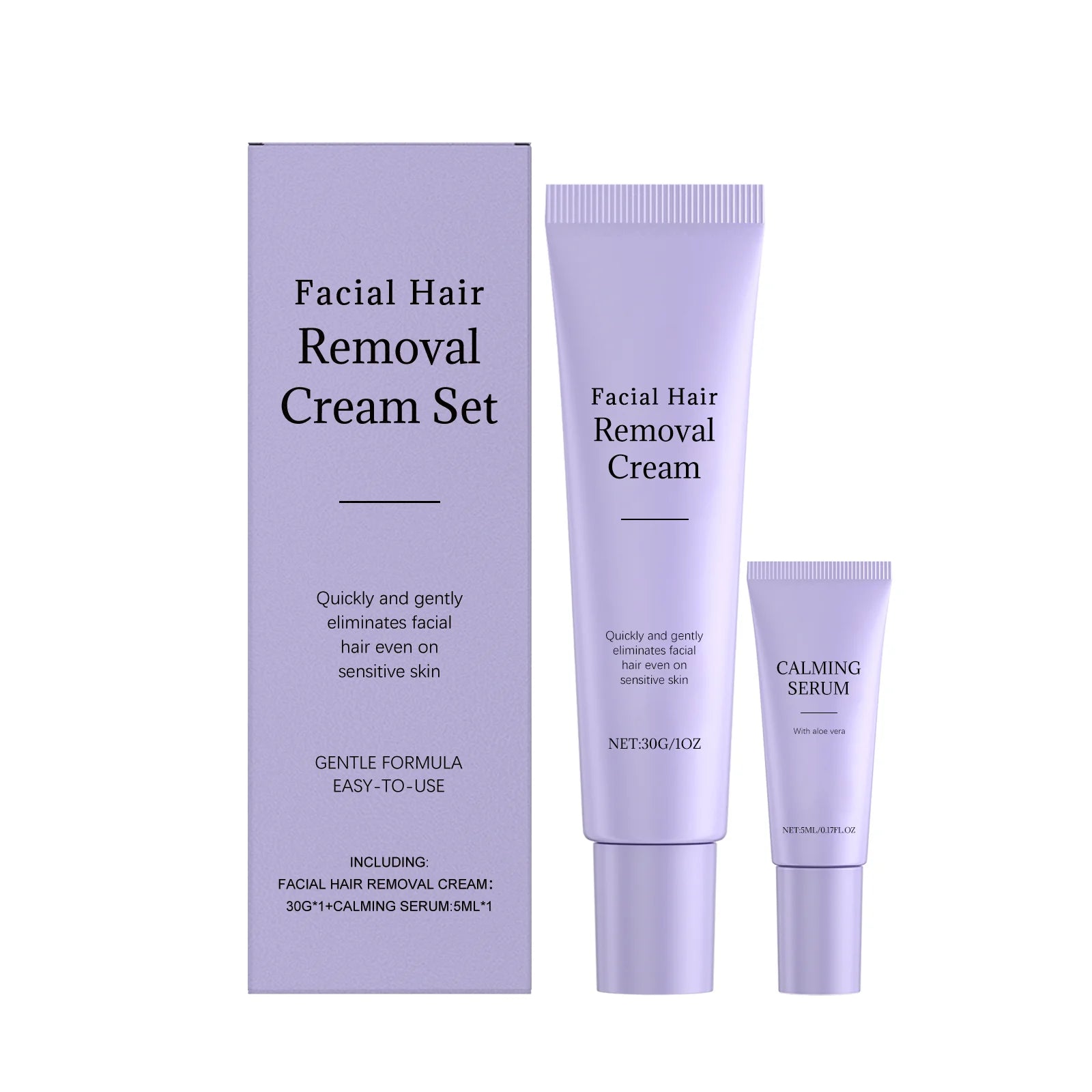 Face Hair Remove Cream Calming Serum Kit Painless Remove Hair Smooth Skin Repair Shave Discomfort Facial Body Hair Removal Kit Oasis Select 1 set Boxed