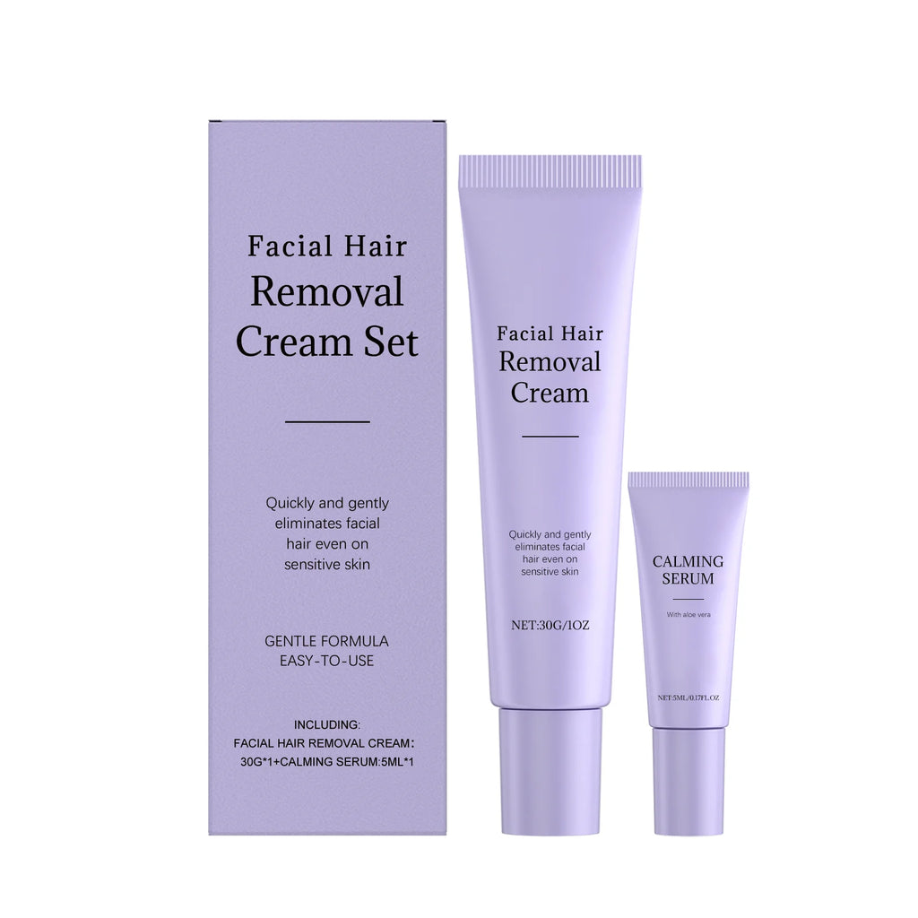 Facial Hair Removal Cream & Calming Serum Kit – Painless Hair Removal Kit Oasis Select 1 set Boxed