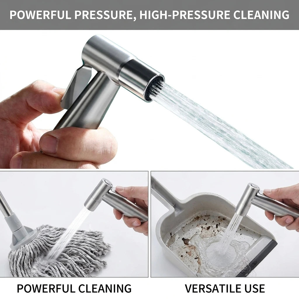 Stainless Steel High Pressure Handheld Shower Kit with 4.8-Inch Hose And Wall Bracket for Bathroom Cleaning Spray Gun Oasis Select