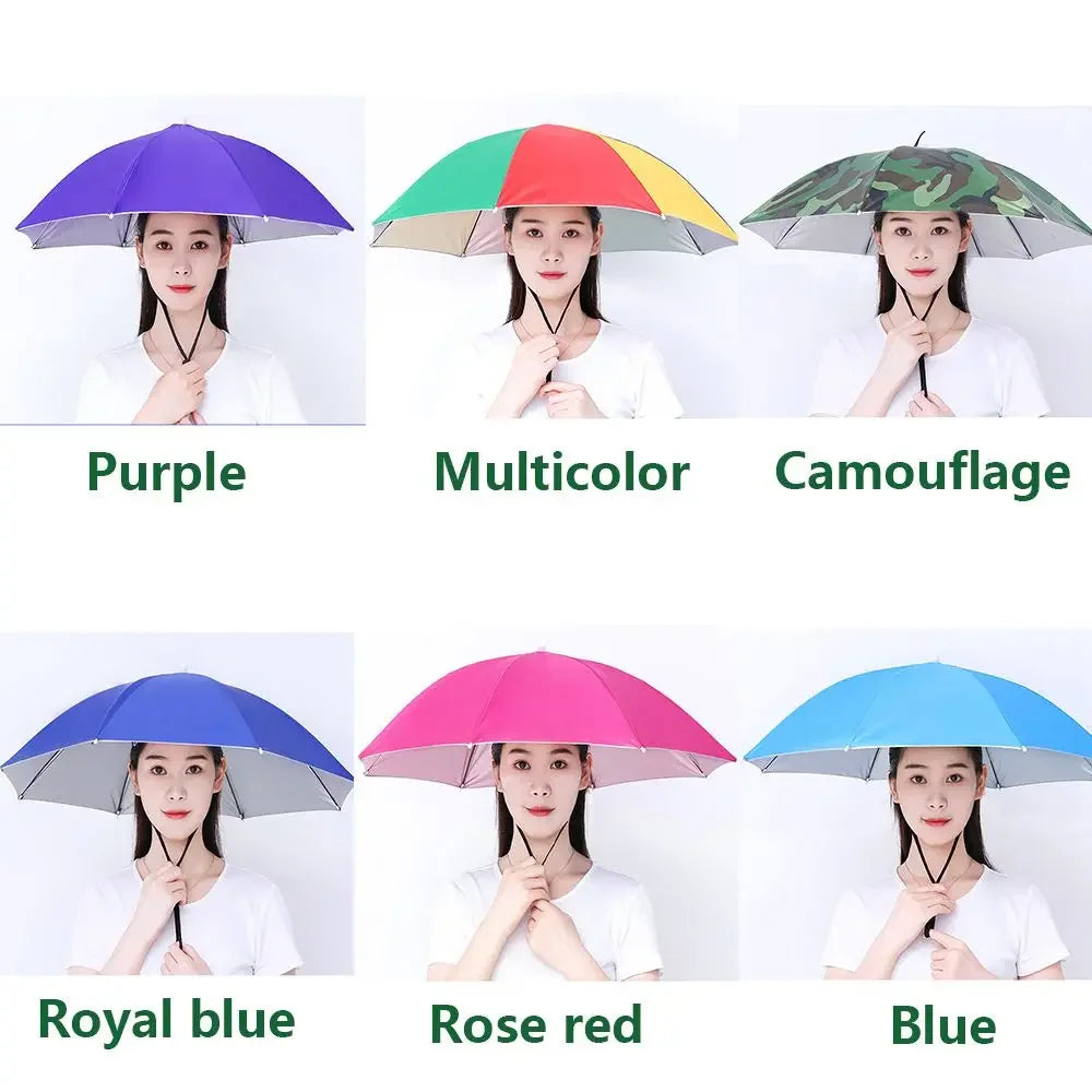 Hands-Free Umbrella Hat – Foldable Sun & Rain Head Umbrella