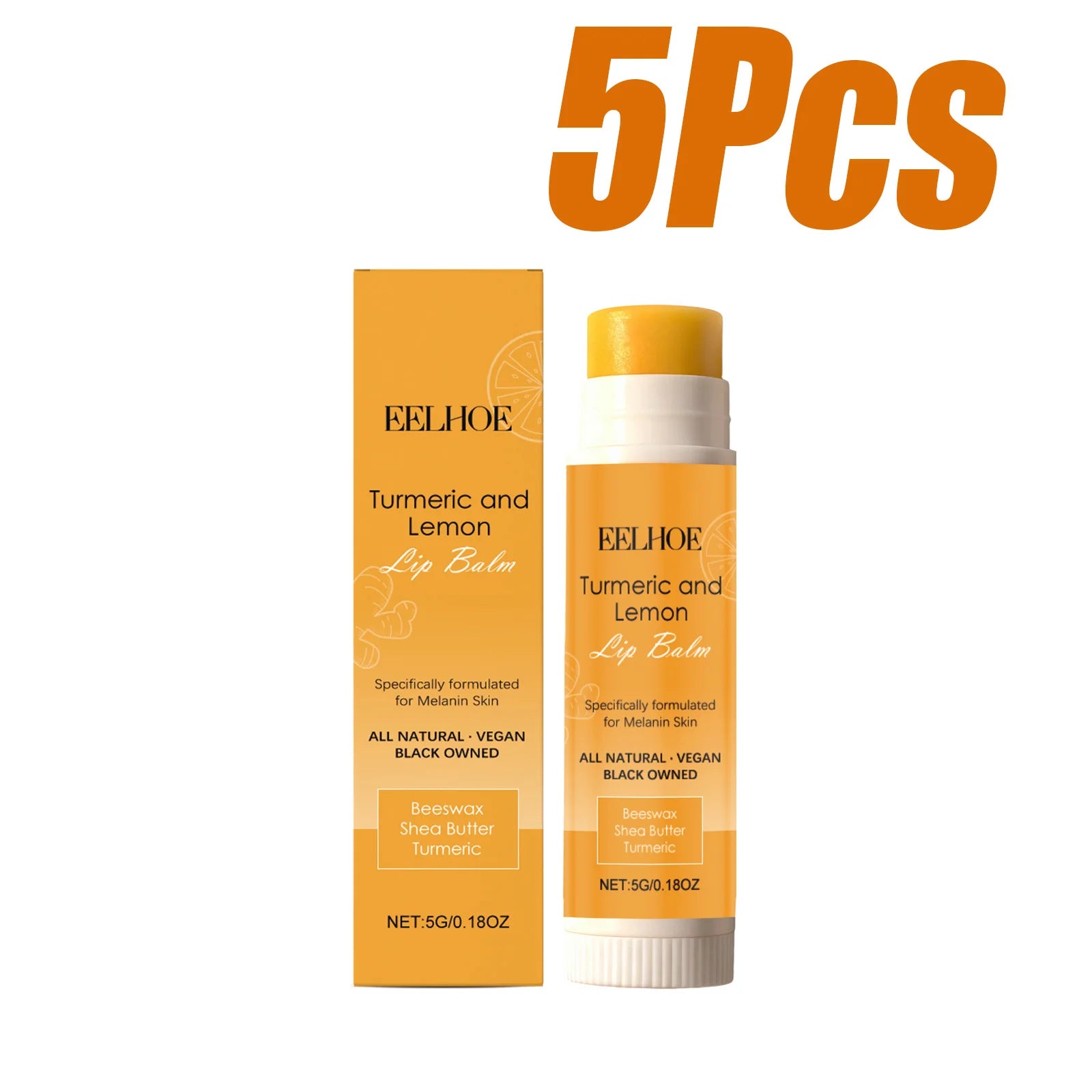 Turmeric Lemon Lip Balm Brightening Moisturizing Softens Lip Skin Protective Lip Care Cream for Dry Chapped Lips Daily Hydrating Oasis Select 5 x 5g Boxed