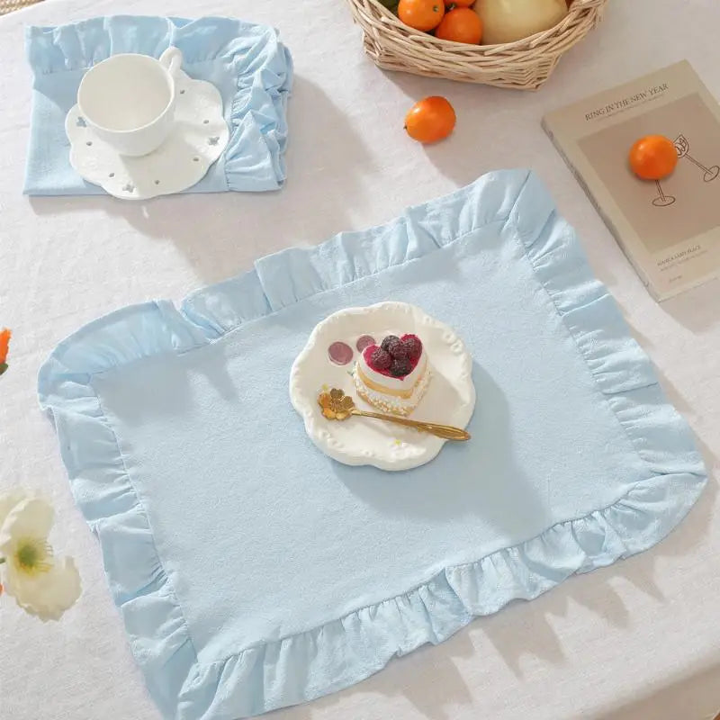 Pink Blue Stripe Ruffle Placemat – Kitchen & Dining Table Decor
