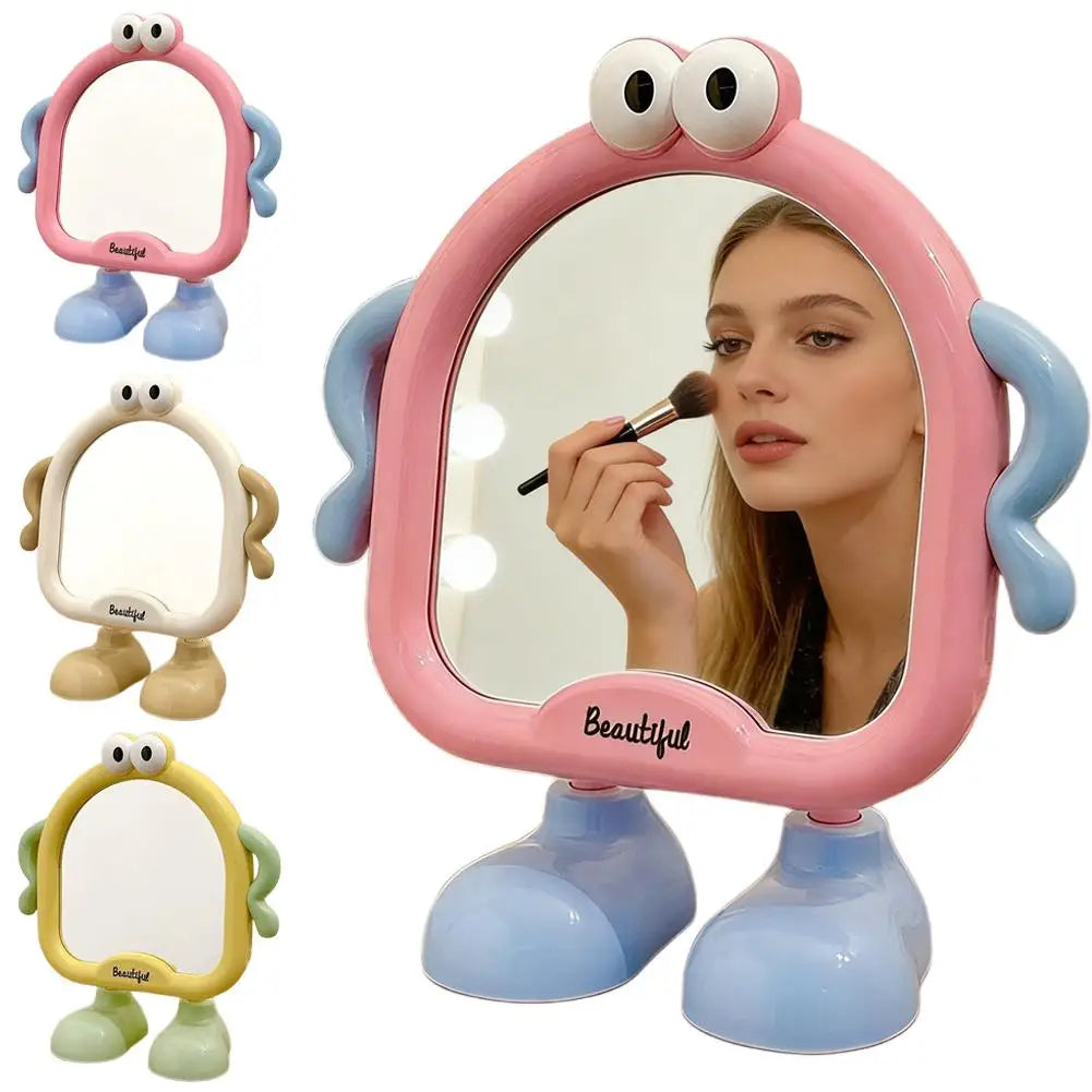 Desktop Makeup Mirror Solid Color Simple Portable Handheld Makeup Mirror Foldable Student Compact Cute Mirror Oasis Select