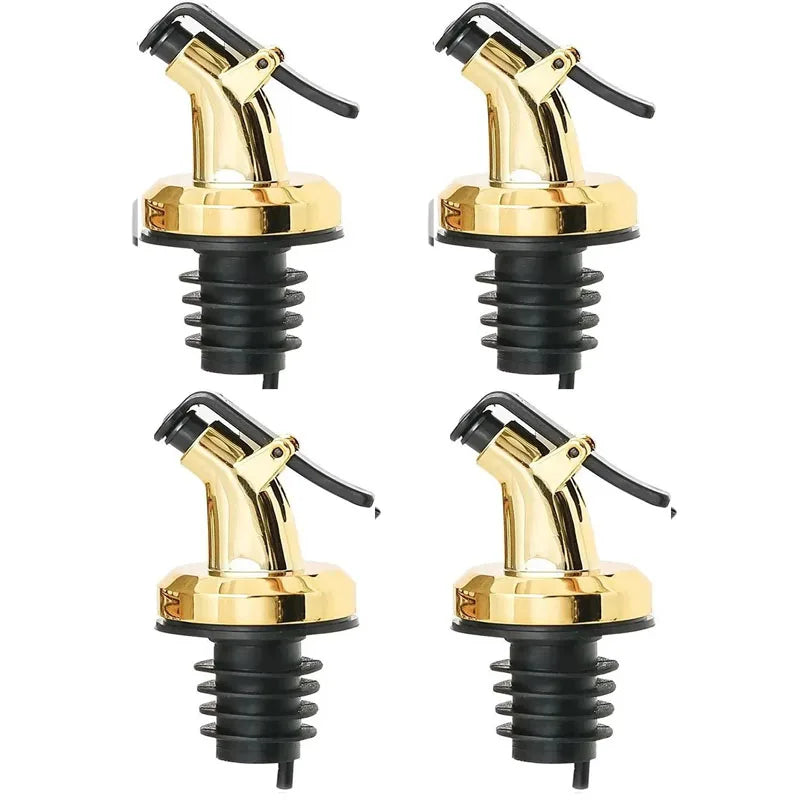 1-4Pcs Olive Oil Spouts Oil Vinegar Bottle Stopper Spout Leakproof Nozzle Dispenser Creative Leakproof Silicone Bottle Stopper Oasis Select 4Pcs Gold
