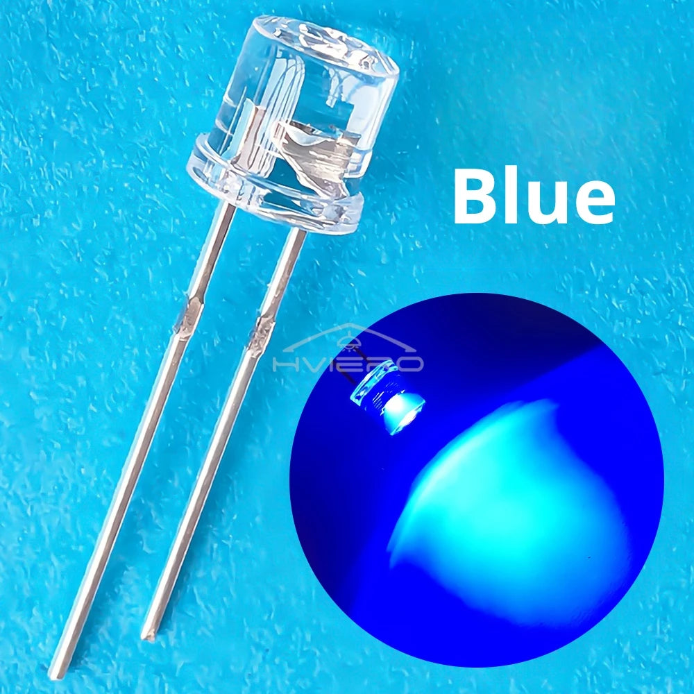 100pcs F5 5mm Flat Top Wide Angle LED Bulbs – Multi-Color DIY