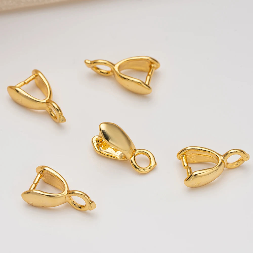 20pcs 18K Gold Plated Brass Snap Bail Hook Pinch Clips Pendant Dangle Charm Clasps for DIY Necklace Bracelet Jewelry Making Oasis Select 18K Gold 7.5mm