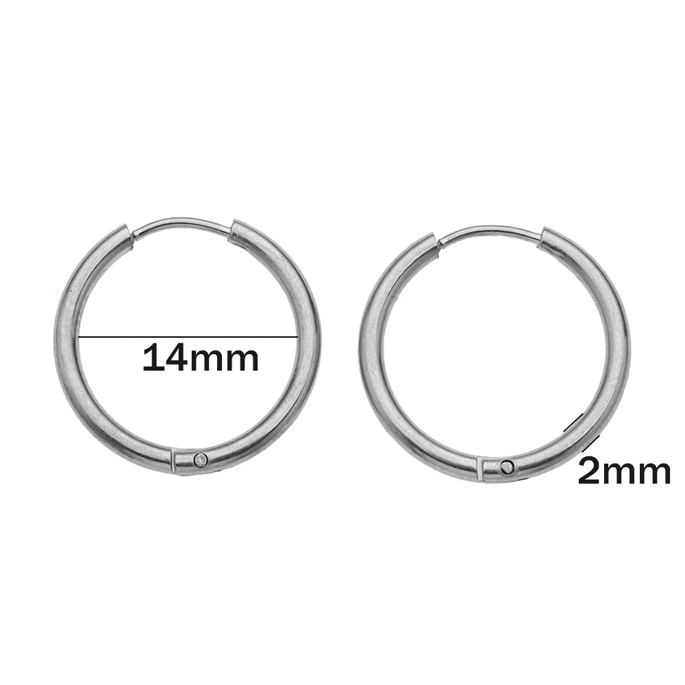 10pcs Stainless Steel Huggie Hoop Earrings Small Hypoallergenic For DIY Women Simple Cartilage Stud Earrings Jewelry Making Oasis Select Steel 14mm