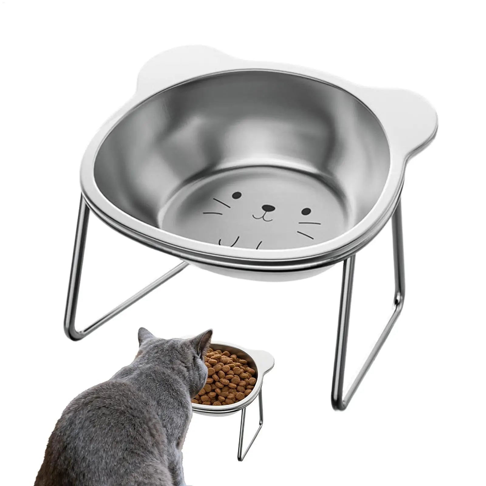 Cat Bowls Elevated Stainless Steel 15 incline Non-Slip Dishes Detachable Kitten Bowl A Tall Cat Bowl For Holding Food And Water Oasis Select