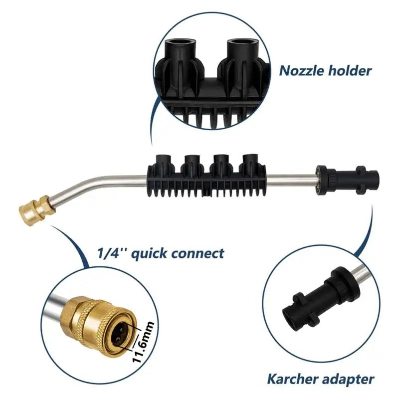 Pressure Washer Extension Wand 30° Curved For Karcher And Lavor 1/4" Quick Connect Power Lance Extension Wand With 5 Nozzles Oasis Select