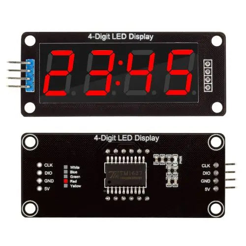 TM1637 0.36" 4 Bit LED Digital Tube Display 7 Segments Red Green Blue Yellow White LED Module Board with Pin for Arduino Oasis Select Red light