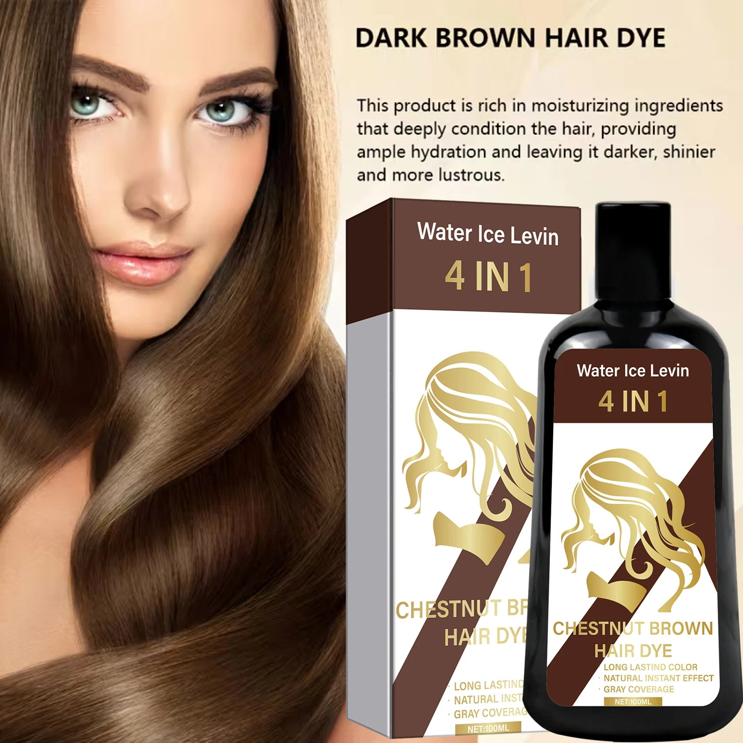 4-in-1 Chestnut Brown Hair Dye Shampoo – Instant Gray Coverage Hair Dye Shampoo Oasis Select