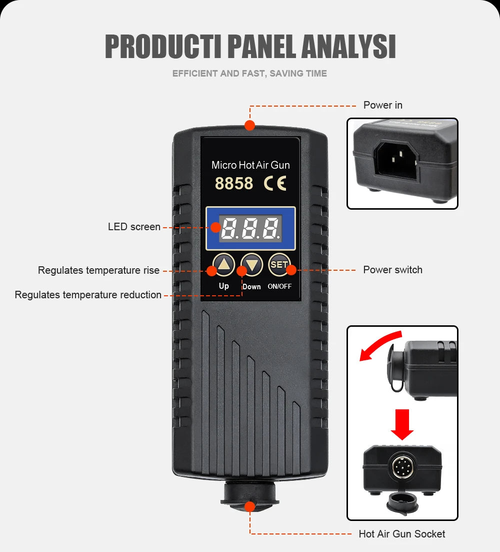 JCD 8858 Micro Hot Air Gun 750W Rework Soldering Station LCD Digital Hair Dryer For Soldering 110V Heat Gun Welding Repair Tools Oasis Select