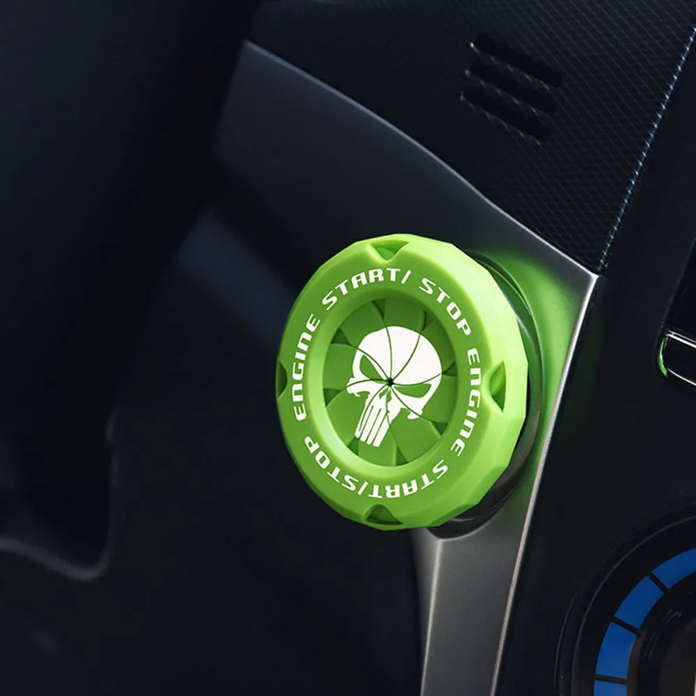 Skull One-touch Start Decorative Cover ABS Rotary Switch Protective Ignition Switch for Most Cars Oasis Select Green