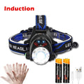 Powerful LED Induction Headlamp USB/DC Rechargeable Super Bright Head Flashlight Outdoor Camping Fishing Hunting Headlight Oasis Select Type B With battery