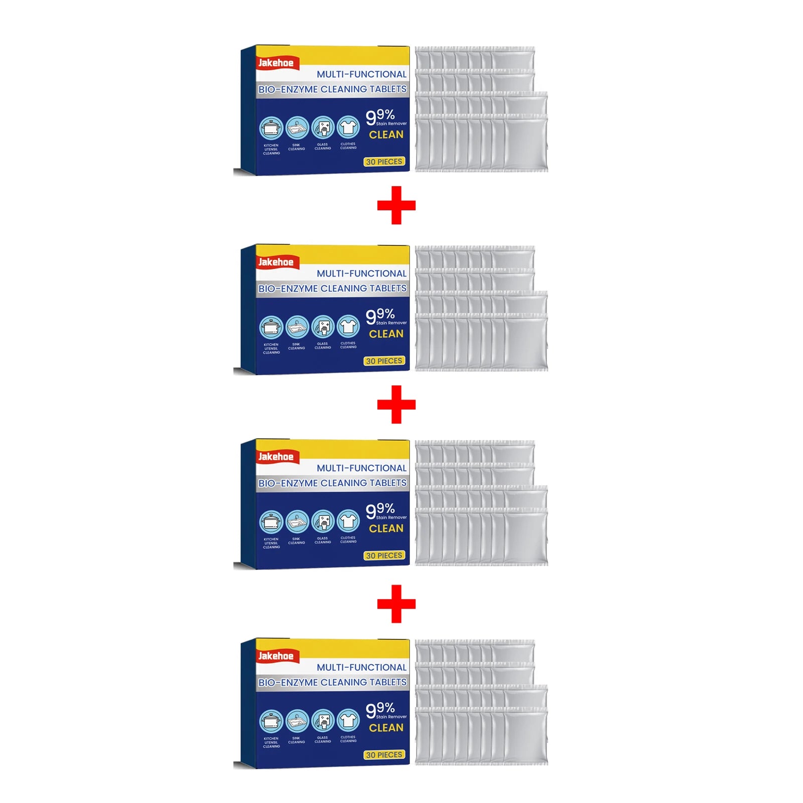 Multi-functional Bio-Enzyme Cleaning Tablets Stainless Steel Rust Removal Break down Heavy Oilprotect Fabric Household Oasis Select 4 X 30pcs boxed