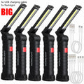 New Portable COB LED Flashlight USB Rechargeable Work Light Magnetic Lanterna Hanging Lamp with Built-in Battery Camping Torch Oasis Select Big 5pcs