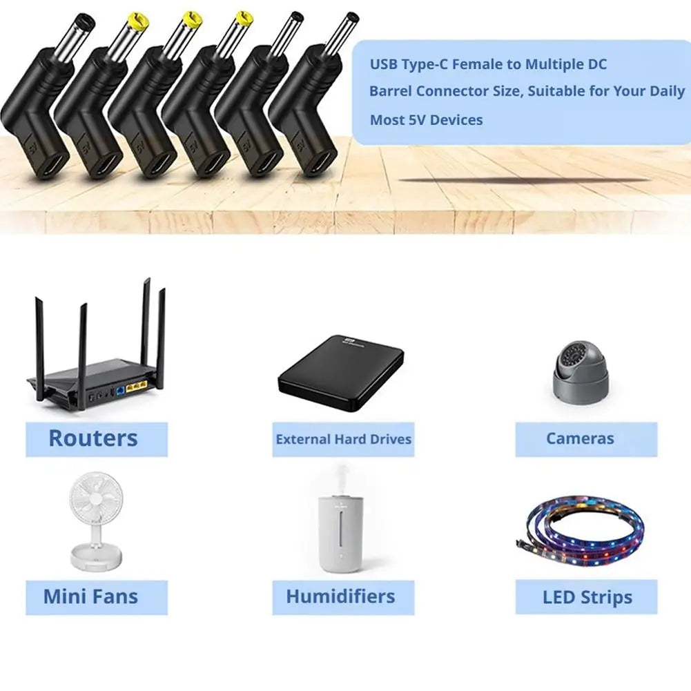 USB-C PD to DC Adapter 5V 9V 12V – 6 Sizes Router & Fan