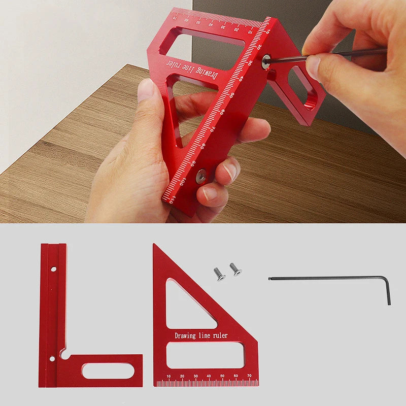 Aluminum Alloy Miter Triangle Ruler Woodworking Square Protractor High Precision Layout Measuring Tool for Engineer Carpenter Oasis Select
