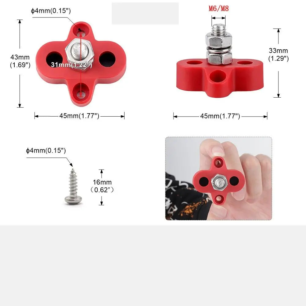 For Car Truck RV Boat Bus Bar Terminal Block Battery Power Stud Junction M6 M8 Bus Bar Heavy Duty Power Distribution Stud Oasis Select