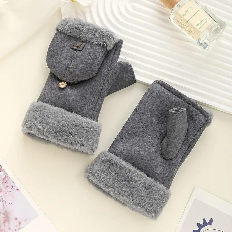 Women's Plush Flip-Top Touchscreen Winter Gloves | Warm Knit