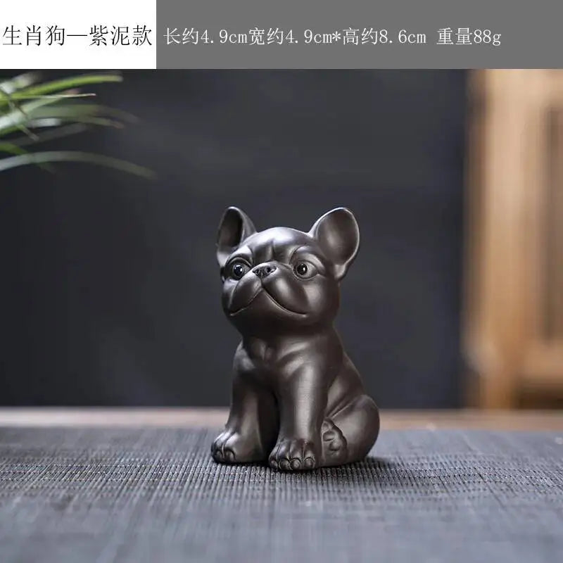 Zisha Twelve Zodiac Creative Tea Pet Ornaments Nurturable Tea Play Tea Accessories Cute Zodiac Small Ornaments Oasis Select Purple Clay x Dog