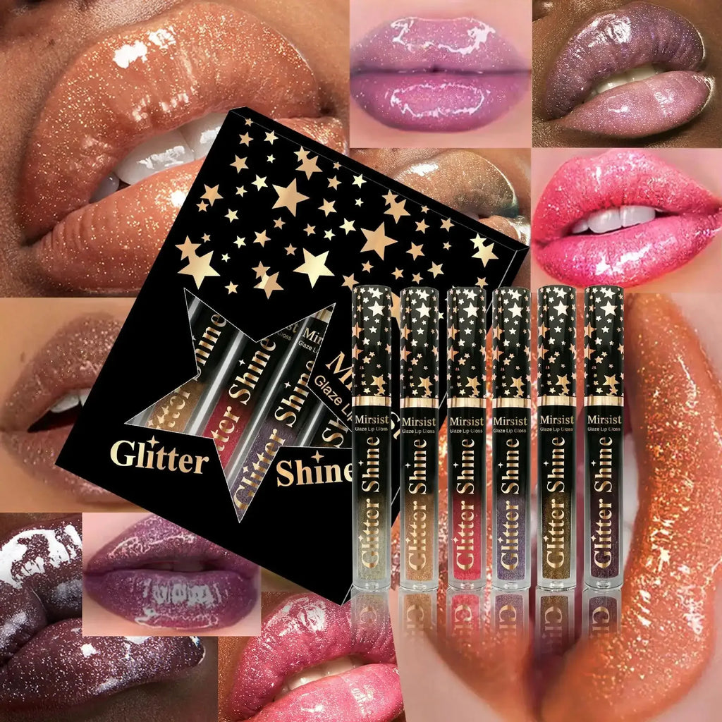 6-Piece Pearl Lip Glaze Set – Hydrating Liquid Lipstick Gloss