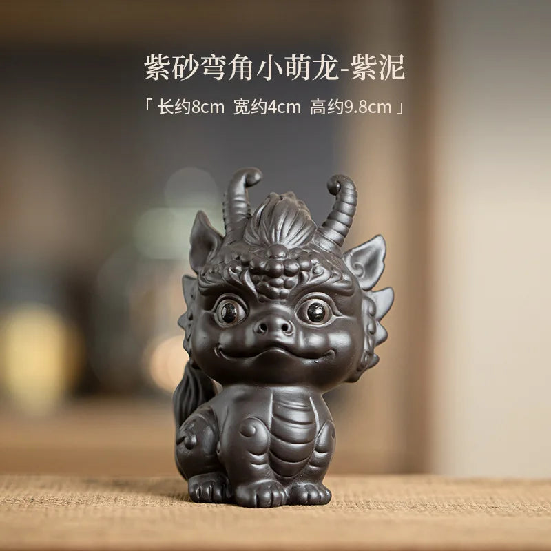 Purple Clay Dragon Tea Pet Ornament Cover Tea Play Tea Table Tea Brewing Play Small Tea Pet Kung Fu Tea Ceremony Accessories Oasis Select Dragon - Purple Clay 2