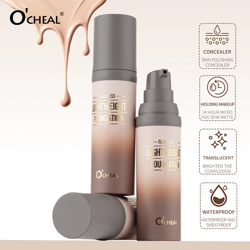 O'CHEAL Lightweight Foundation + Puff – Waterproof & Oil Control