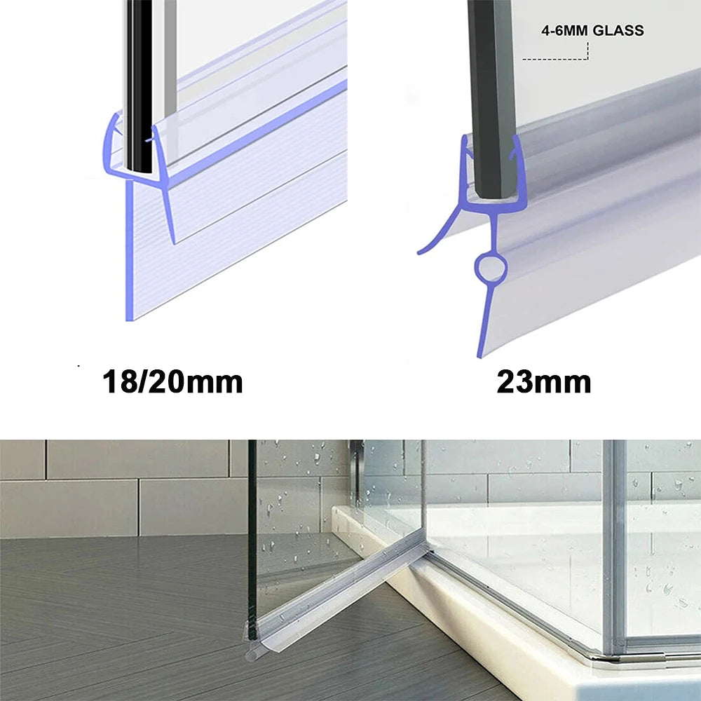 Bath Shower Screen Door Seal Strip PVC Shower Frameless Glass Door Gap Glue-free Waterproof Strips Shower Room Window Seal Strip Oasis Select