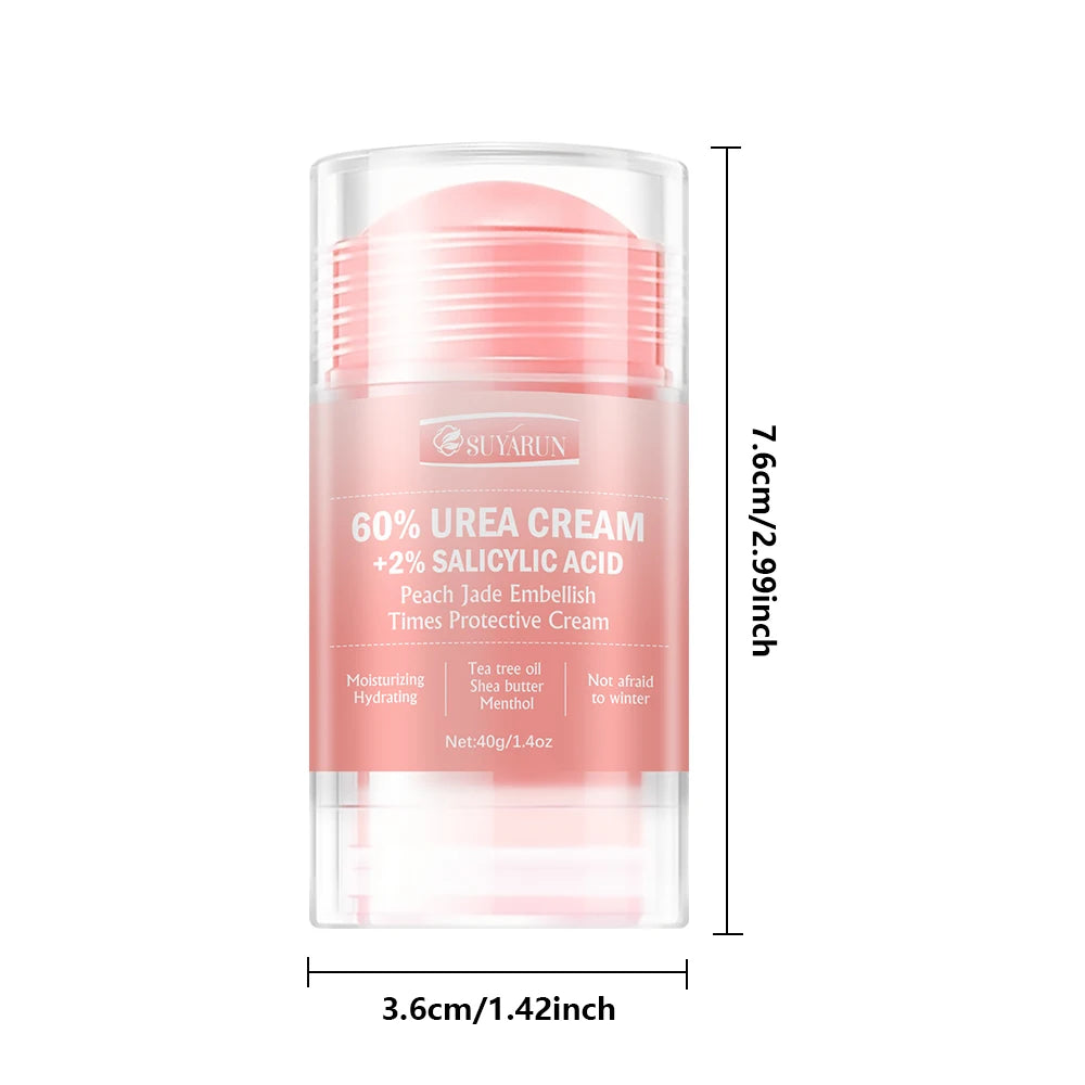 SUYARUN 60% Urea Cream & Peach Scented Foot Balm Stick Combo – Intensive Cracked Heel Repair, Deep Moisturizing and Hydration. Oasis Select