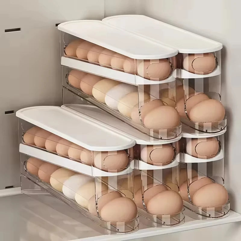 Egg Dispenser, Suitable for Refrigerator, Kitchen Storage Organizer, Countertop, Transparent Double Layer Egg Dispenser Holder Oasis Select