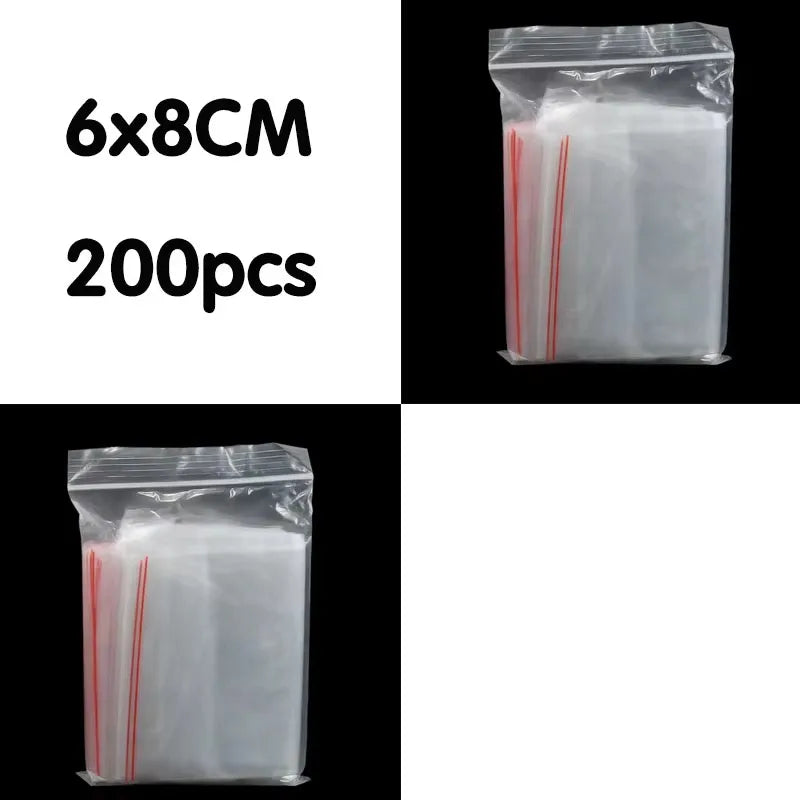 100/200/300pcs Small Zip Lock Plastic Bag Reclosable Transparent Bag Shoe Bag Vacuum Bag Poly Clear Bags Thickness 0.05mm Oasis Select 6x8CM 200pcs