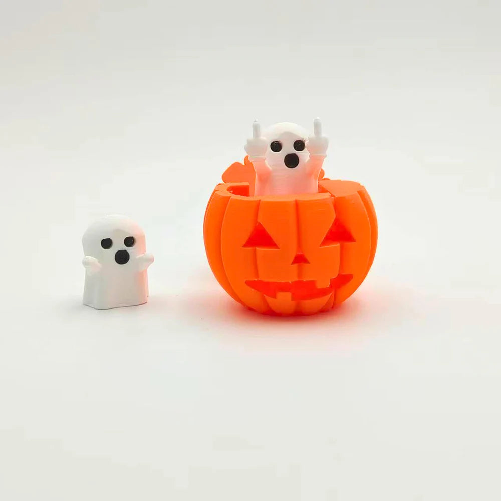 Creative Pumpkin Ghost Night Desktop Ornament Funny 3D Printing Pumpkin Ghost Decorative For Festival Halloween Party Oasis Select