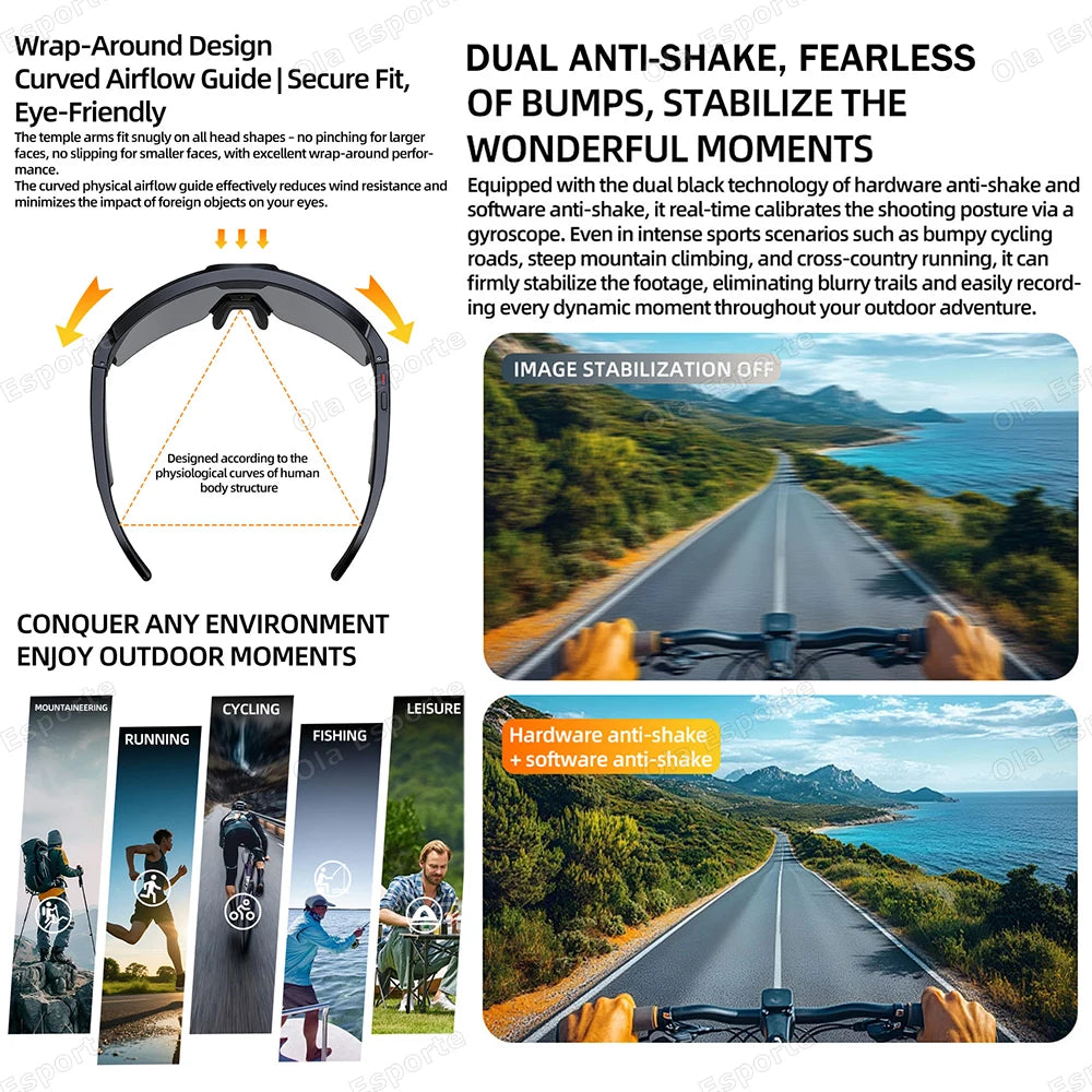 AI Smart Glasses 8MP Camera Bluetooth Translation | Ola Esporte