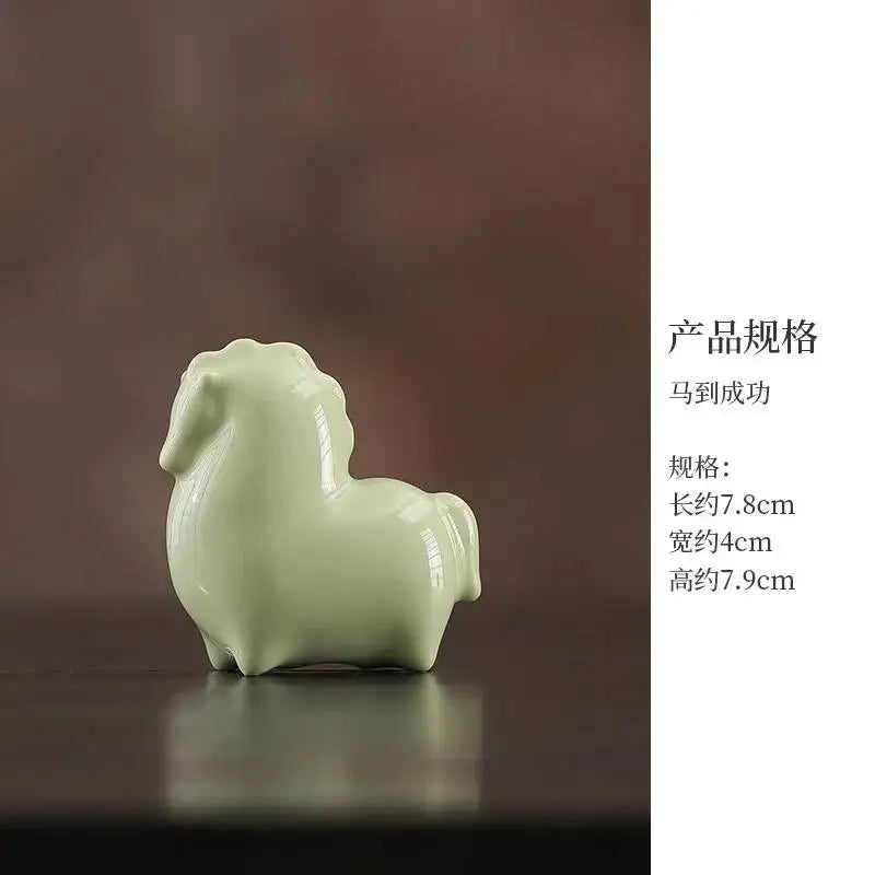 Fortune-Bringing Horse Ornament Ceramic Zodiac Horse Living Room, Study Office Desktop tea pet Oasis Select 2