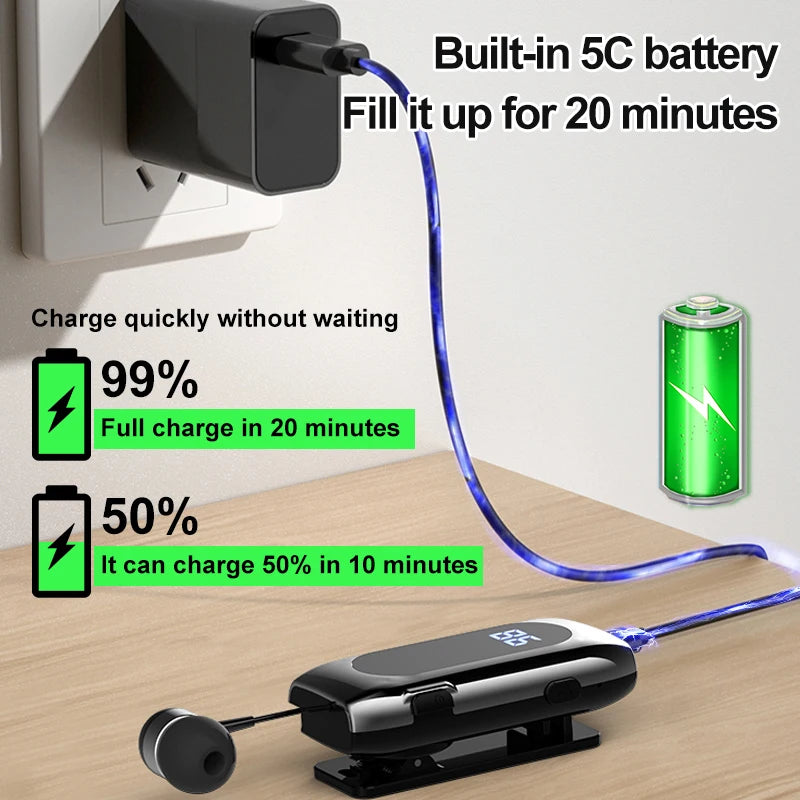 # K55 Lavalier Business Bluetooth 5.2 Headphone Talk/Music Time 20 Hours,LED Digital Display,Noice Cancelling Wireless Earphones Oasis Select