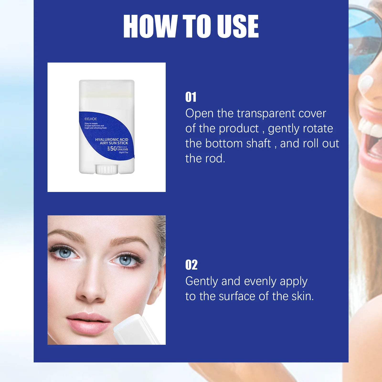 EELHOE SPF 50 Sunscreen Cream – Hyaluronic Acid UV Protection SPF Face Sunscreen Oasis Select