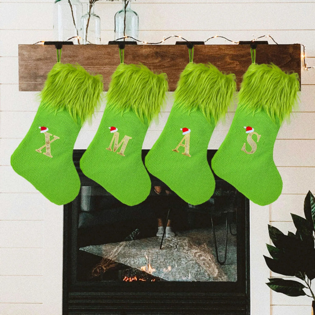 Large Knitted Christmas Stockings – Alphabet Letter Holiday Decor Christmas Stocking Oasis Select