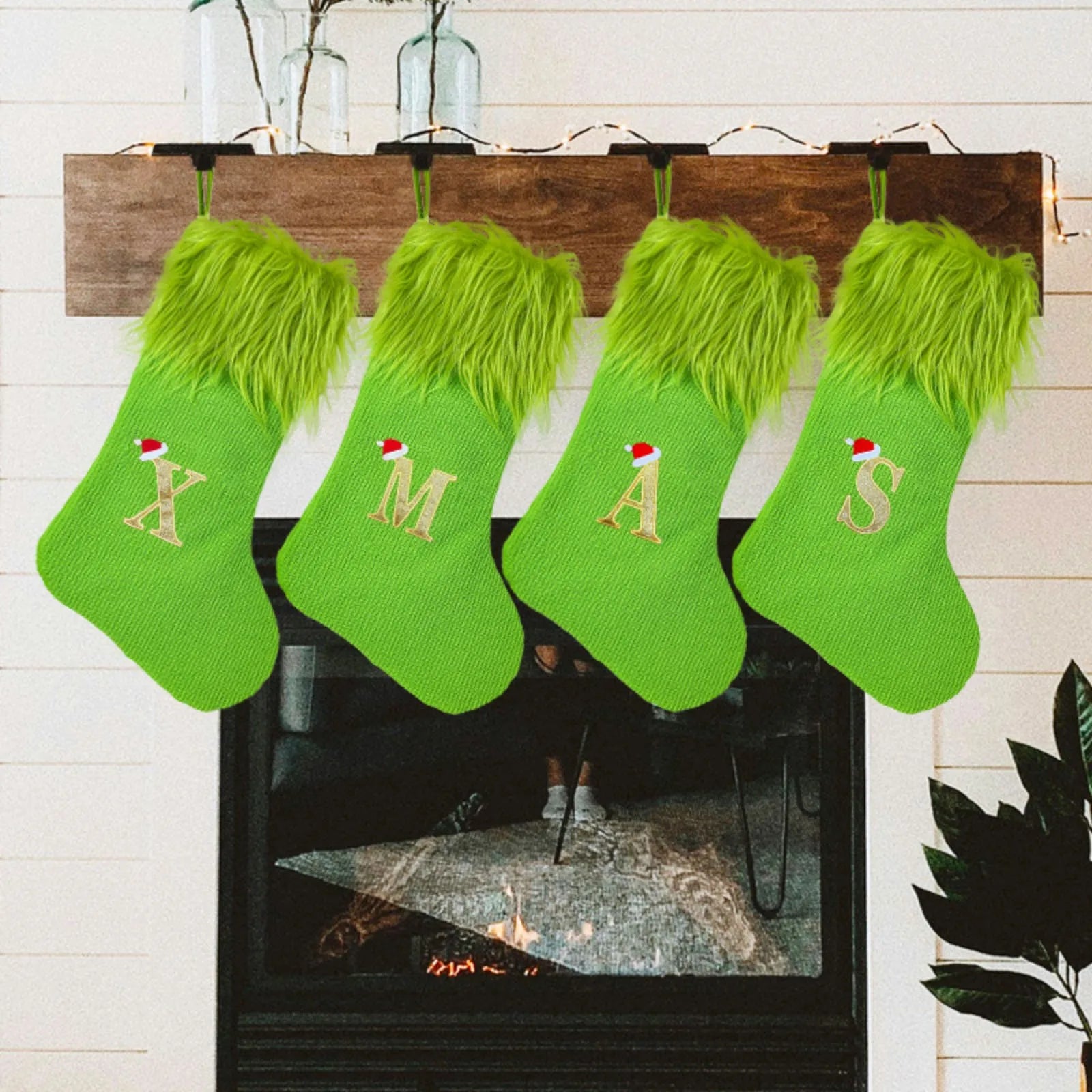 Large Knitted Christmas Stockings – Alphabet Letter Holiday Decor Christmas Stocking Oasis Select
