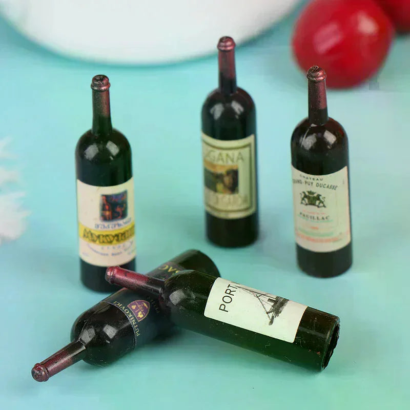 10Pcs 1/12 Dollhouse Miniature Mini Wine Bottle Set With Box Simulation Drinks Model Toys For Doll House Decoration Accessories Oasis Select
