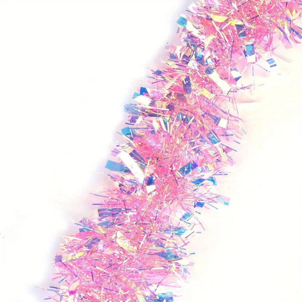 2pcs Christmas Tinsel Garland, Pink Glittering Decoration for Tree Party Wedding Supplies, Party Decor, Holiday Decor Oasis Select