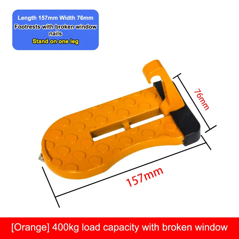 Foldable Car Door Step With Safety Hammer & Anti-Skid Wheel - Durable Aluminum Alloy Multi-Functional Roof Rack Hook Oasis Select
