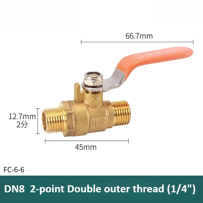 Brass Long Rod Ball Valve 1/8 "1/4" 3/8 "1/2" 3/4 "1 Inch Internal/external Thread Connector Adapter Copper Pipe Connector Oasis Select 2-point Double outer Long stem ball valve
